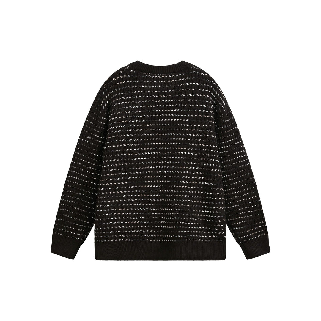 Damen Grobgestrickter Oversize-Pullover mit Rundhalsausschnitt und Strukturstreifen Drune