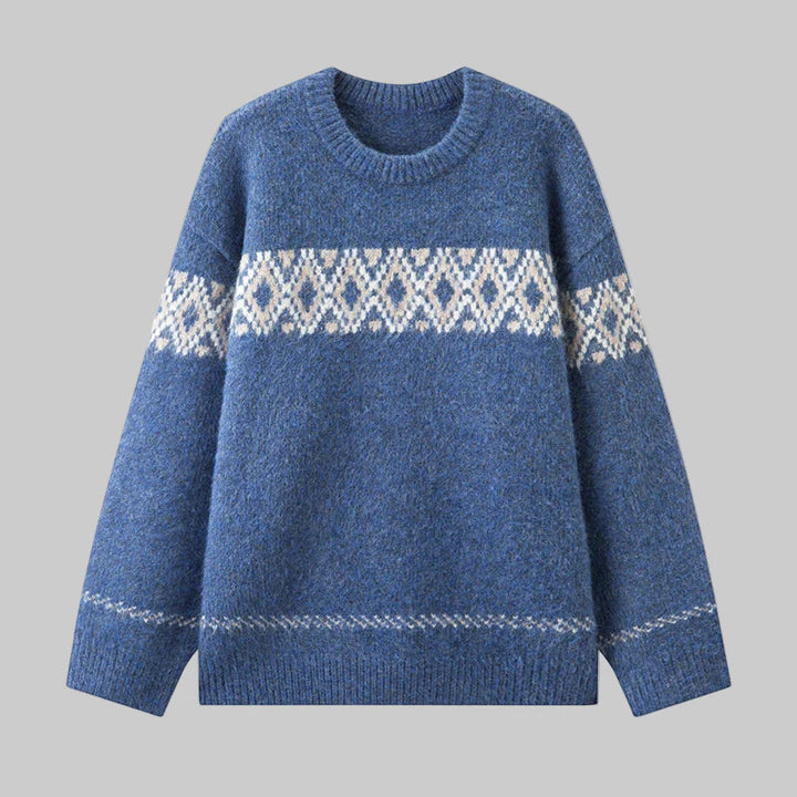 Damen nan Norwegerpullover aus Wollmix mit Rundhalsausschnitt und traditionellem Fair-Isle-Yoke Drune
