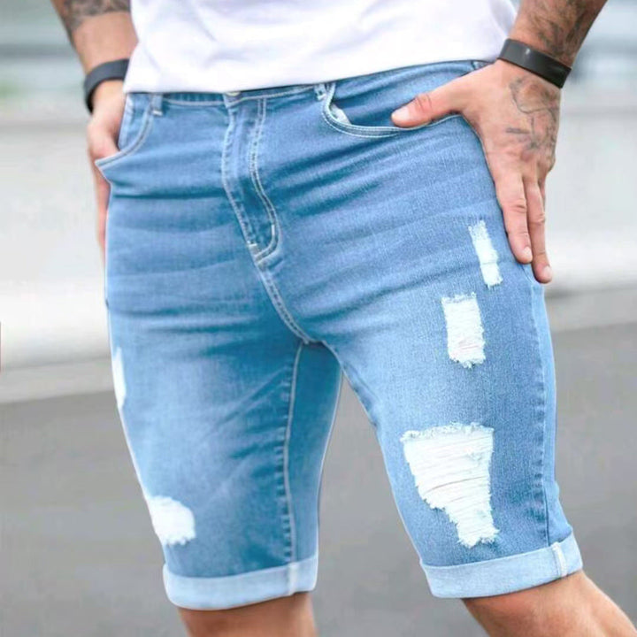 Herren Ripped Denim Shorts Drune