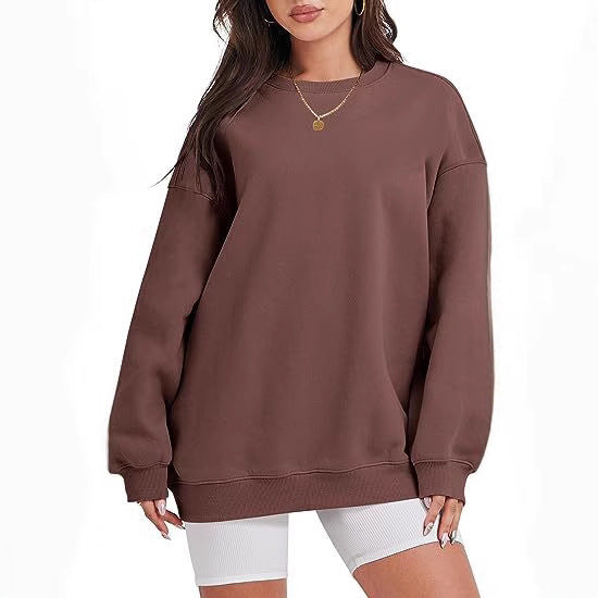 Damen nan extraweites Oversize-Sweatshirt mit überschnittener Schulter und angerautem Innenfutter Drune