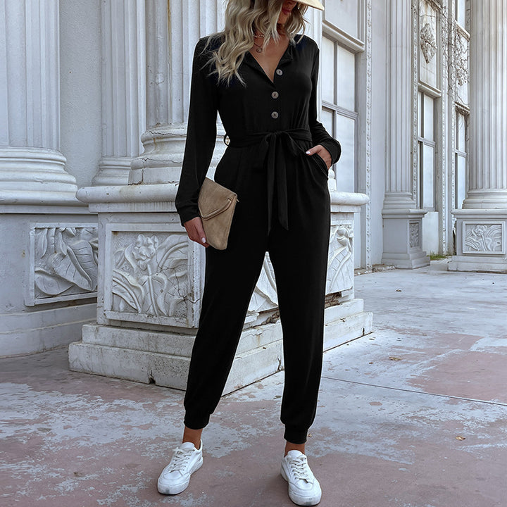 Damen Lässiger Jumpsuit mit Gürtel Drune