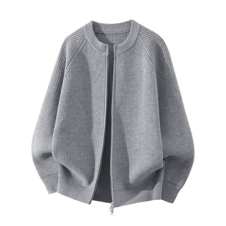 Damen Oversize-Strickcardigan mit Rundhals, Raglanärmeln und Zwei-Wege-Reißverschluss Drune