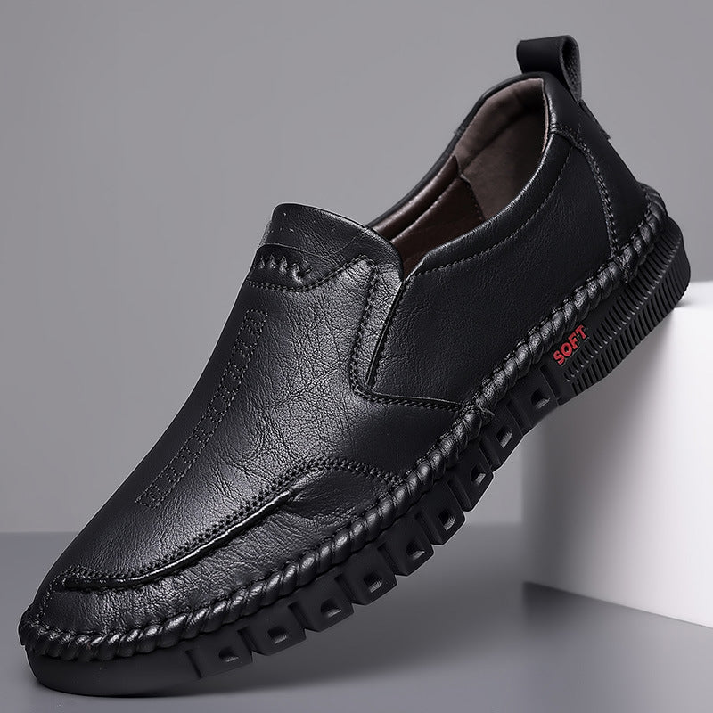 Herren Elegante Leder-Slipper mit geflochtener Sohleneinfassung und flexibler Soft-Profilsohle Drune