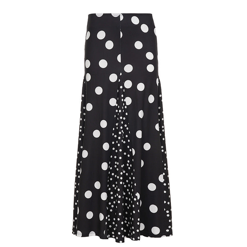 Damen Maxirock mit kontrastierendem Polka Dots Design und weitem Schnitt Drune