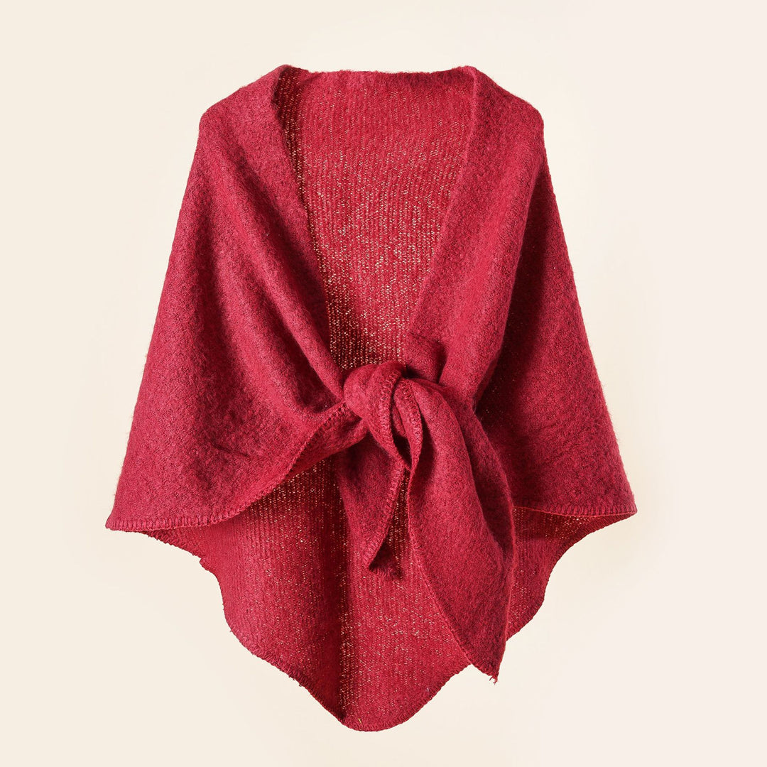Damen Kuscheliger Wickelponcho mit modernen Fransen und elegantem Design Drune