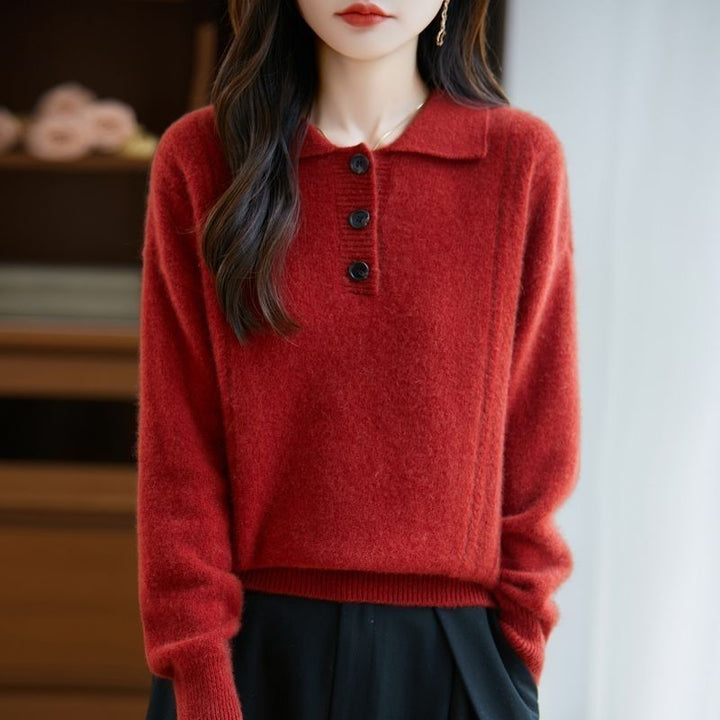 Damen Koshiba-Style Pullover mit eleganter Knopfleiste Drune