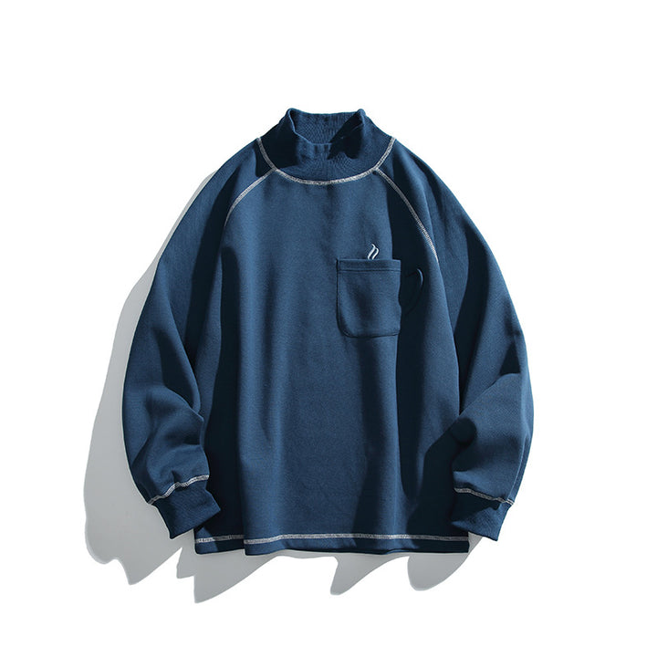 Unisex Oversize-Halbkragen-Sweatshirt mit Raglanärmeln und Brusttasche Drune