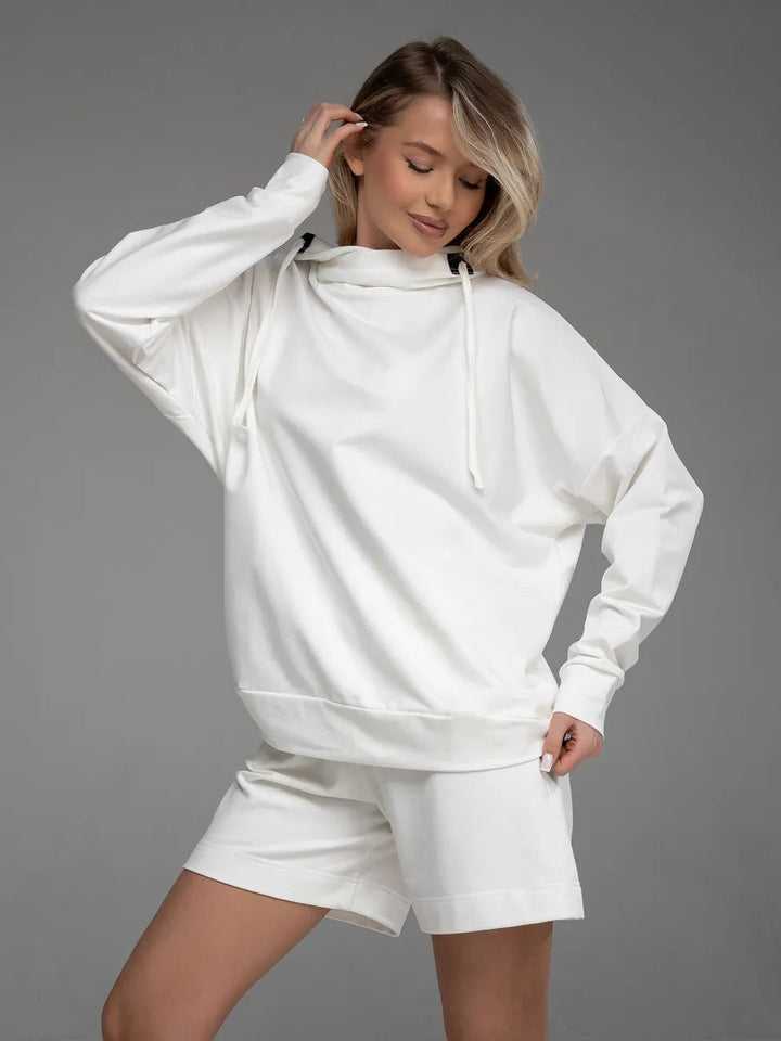 Damen lässiges Oversized Hoodie und Shorts Set Drune