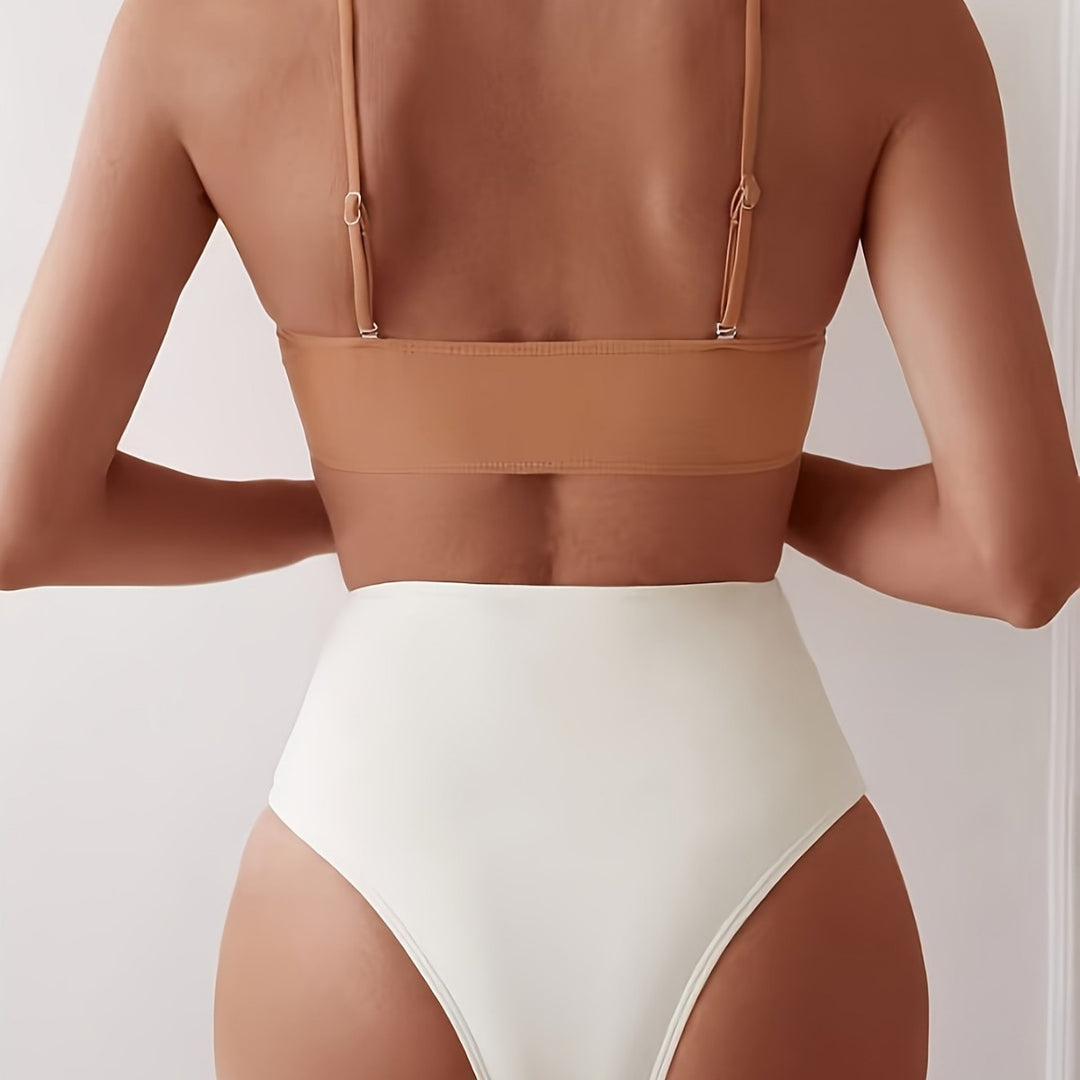 Damen Hochgeschnittenes Bikini-Set mit schickem Gold-Detail Drune
