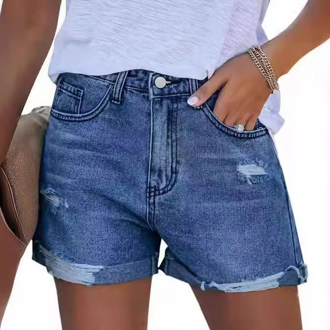 Damen Denim-Shorts im modischen Destroyed-Look mit lässigem Schnitt Drune