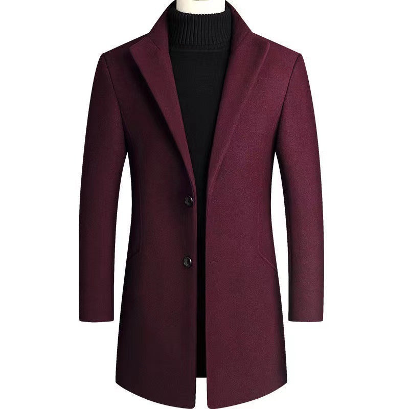 Herren eleganter Wollmantel mit modernem Schnitt und klassischen Details Drune