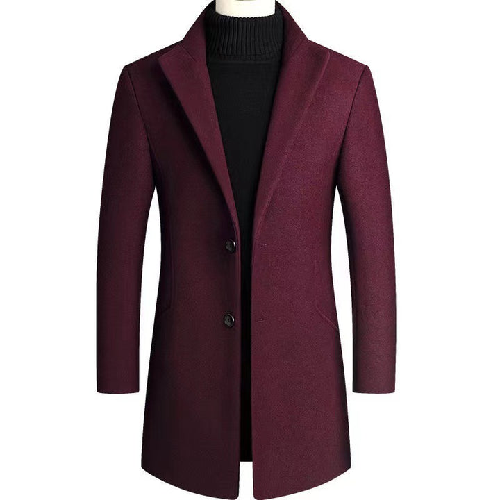 Herren eleganter Wollmantel mit modernem Schnitt und klassischen Details Drune