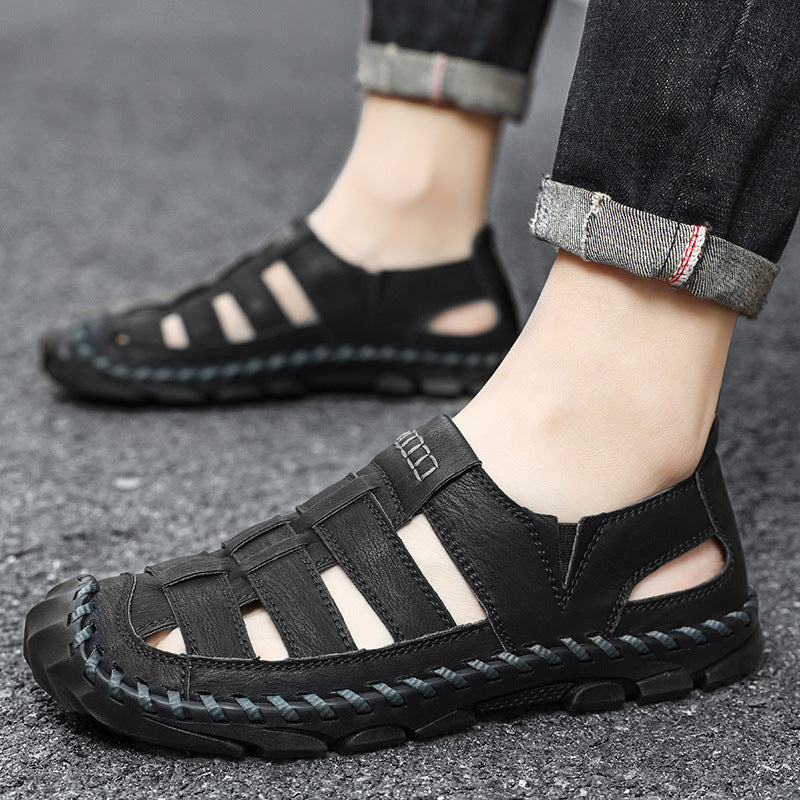 Herren Sandalen mit atmungsaktiven Riemen und rutschfester Sohle Drune