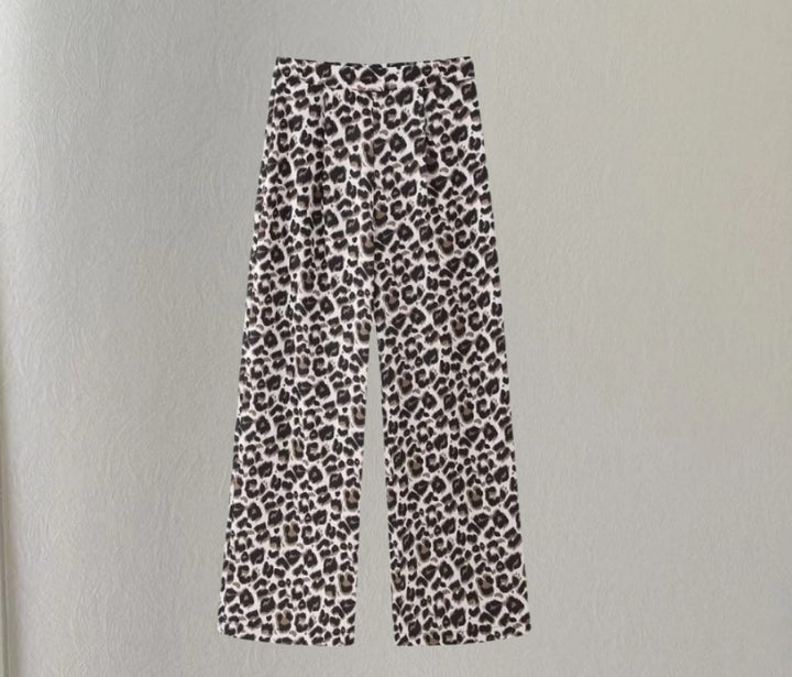 Damen Weite Leoprint-Hosen Drune