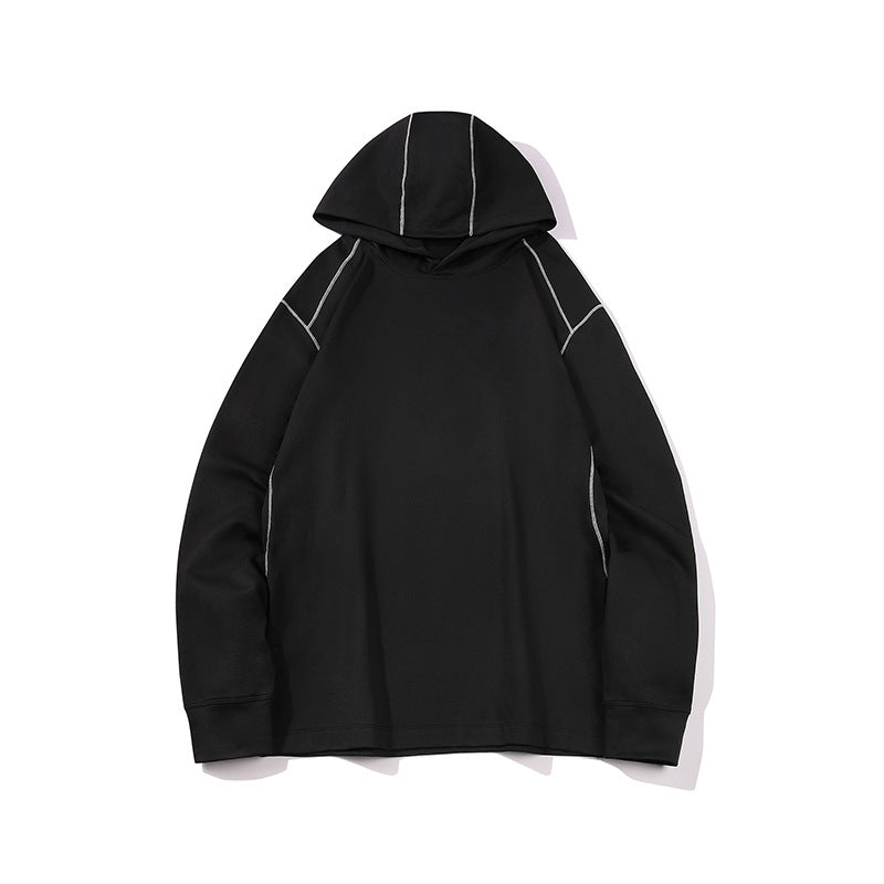Herren Oversize-Kapuzenpullover aus schwerem Baumwolljersey mit Raglanärmeln und sichtbaren Kontrastnähten Drune