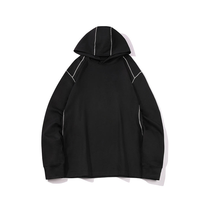 Herren Oversize-Kapuzenpullover aus schwerem Baumwolljersey mit Raglanärmeln und sichtbaren Kontrastnähten Drune