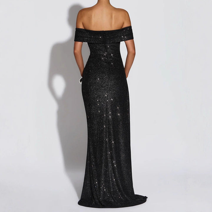Damen Glamouröses Abendkleid mit atemberaubendem Schlitz und schimmernden Akzenten Drune