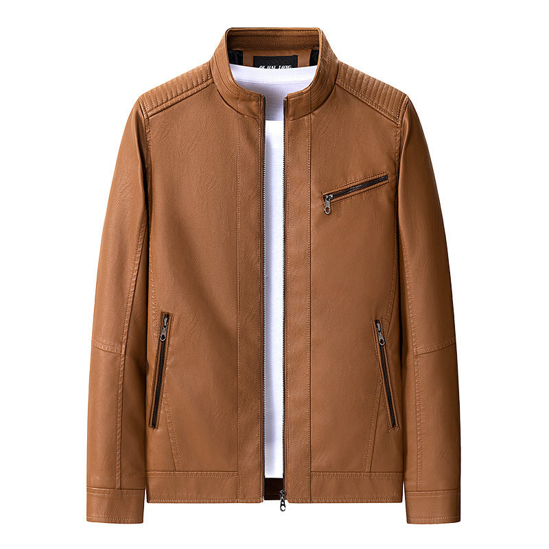 Herren modische Lederjacke mit Steppdetails Drune