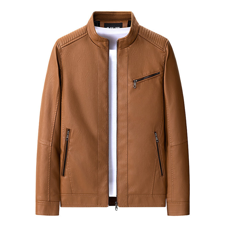 Herren modische Lederjacke mit Steppdetails Drune