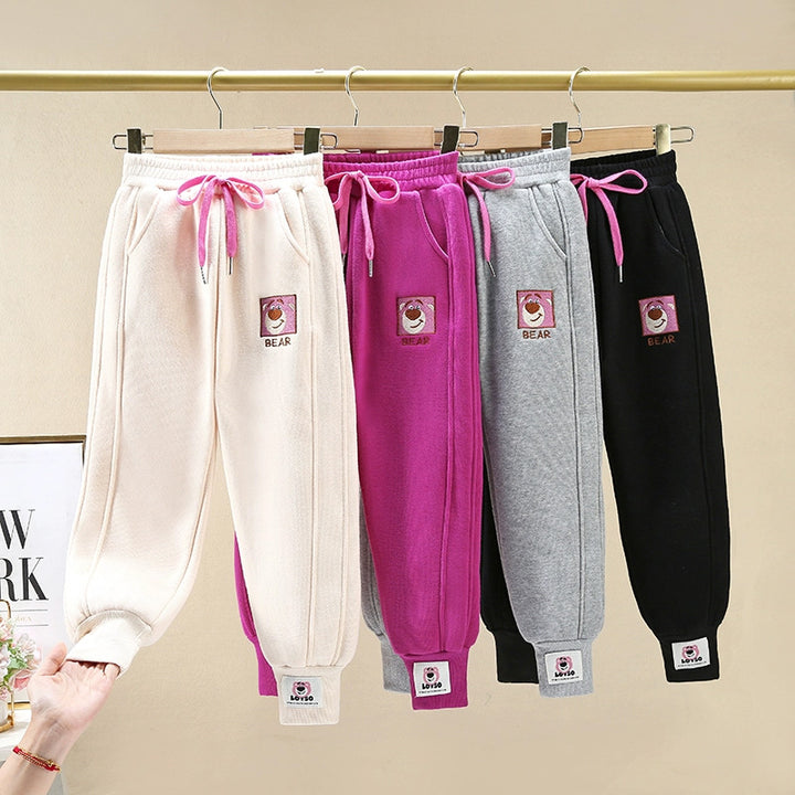 Damen bequeme Sweatpants mit aufgesticktem Motiv und elastischem Bund Drune