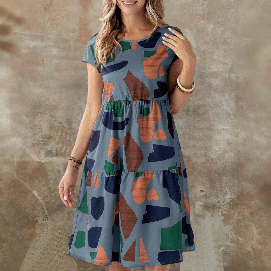 Damen Midikleid mit grafischem Muster und Schlaufenärmel Drune