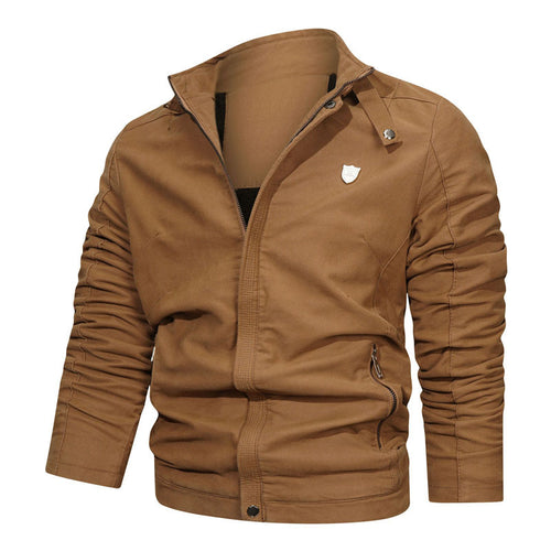 Herren Slim-Fit Canvas-Blouson mit hochschließendem Kragen und Reißverschluss Drune