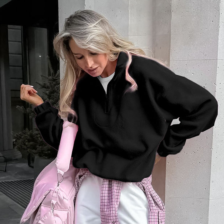 Damen Hochwertiger Fleece-Pullover mit kurzem Reißverschluss Drune