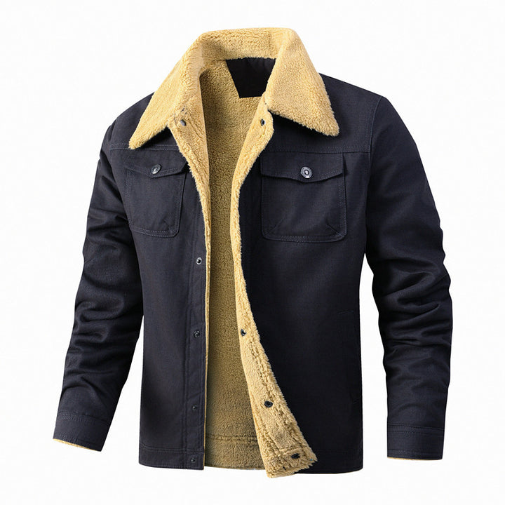 Herren Truckerjacke mit Teddyfutter und robuster Canvas-Außenlage Drune