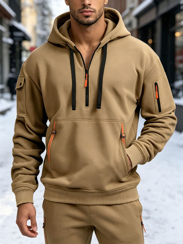 Herren Sportliche Kapuzenjacke mit seitlichen Reißverschlusstaschen Drune