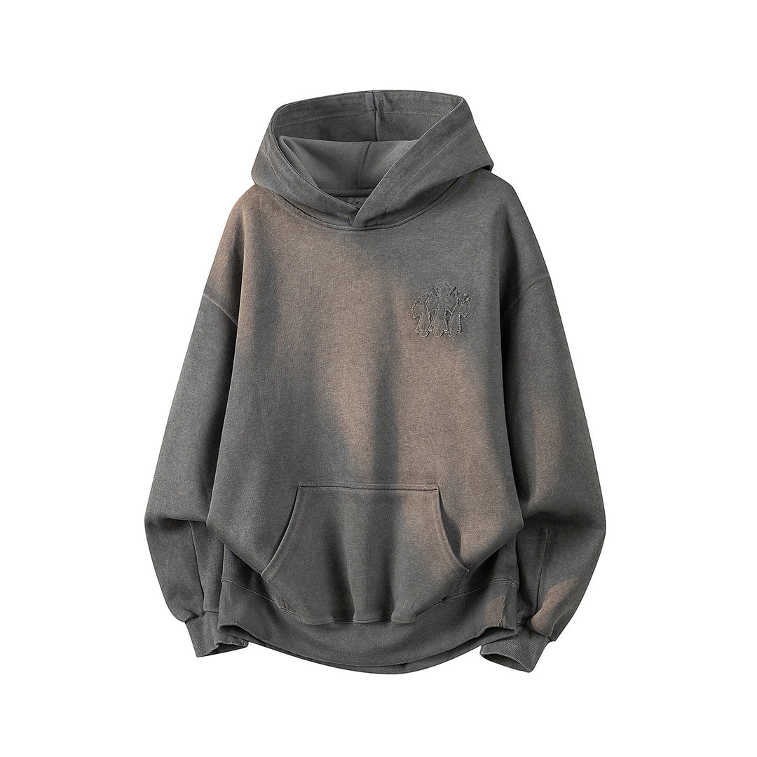 Unisex Oversize Kapuzenpullover mit handschriftlichem Grafik-Print, Kängurutasche & geripptem Saum Drune