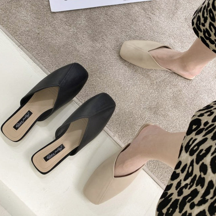 Damen Modische Mules mit elegantem V-Ausschnitt Drune