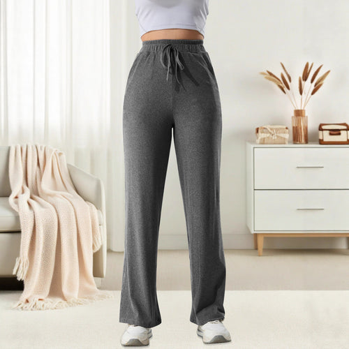 Damen weite Jersey-Loungehose mit hohem Komfortbund und Seitentaschen Drune