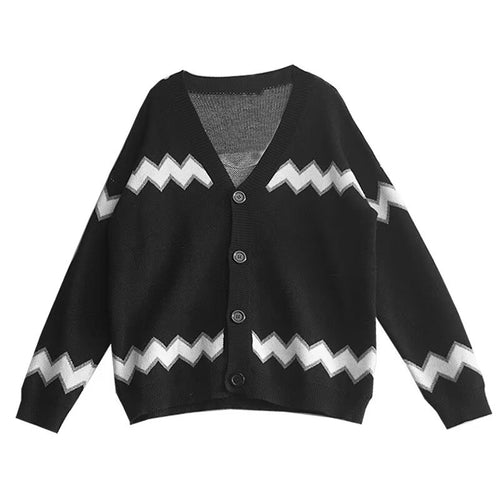 Damen modische Strickjacke mit kreativem Muster und praktischen Taschen Drune