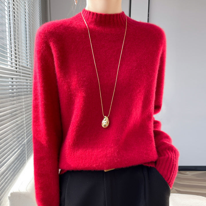 Damen Kurz-Mockneck-Pullover aus flauschigem Mohair-Mix mit kastiger Silhouette Drune