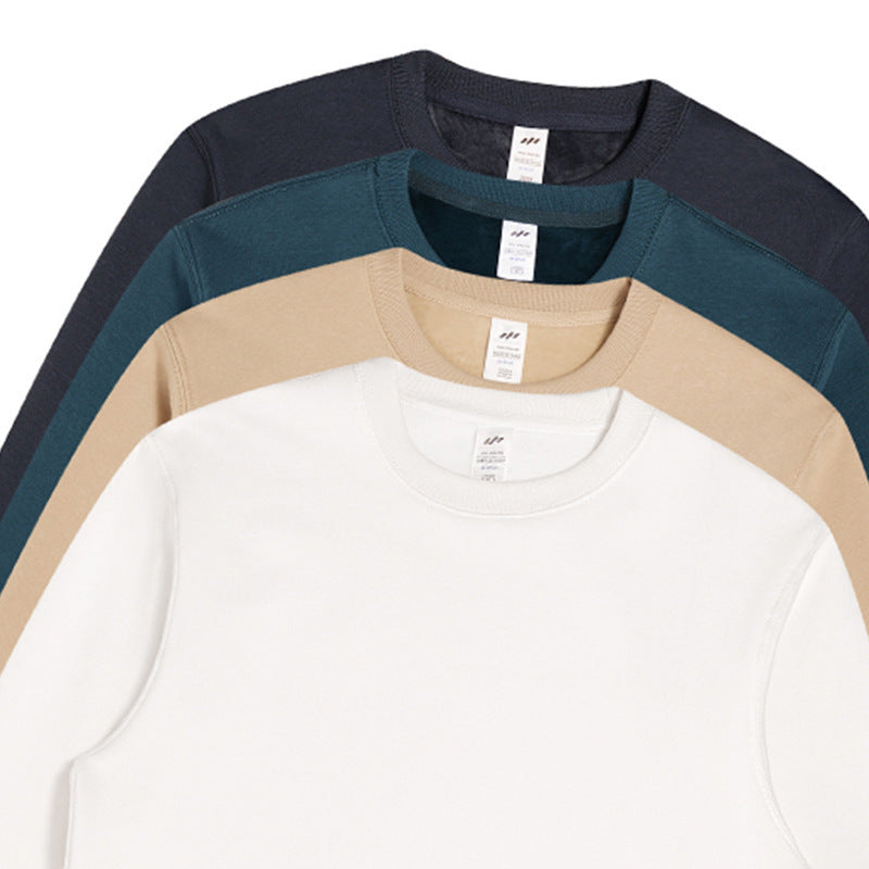Unisex Minimalistisches Baumwoll-Sweatshirt mit Rundhals, Rippbündchen & Relaxed Fit Drune