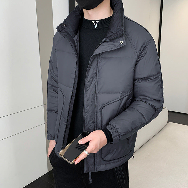 Herren Kurz geschnittene wattierte Steppjacke mit hohem Stehkragen Drune