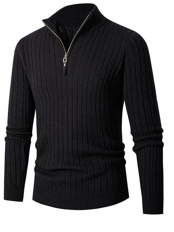 Herren Pullover mit Stehkragen und strukturiertem Rippdesign Drune