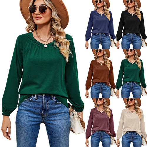 Damen lässiges Longsleeve Oberteil mit raffinierten Rüschendetails Drune