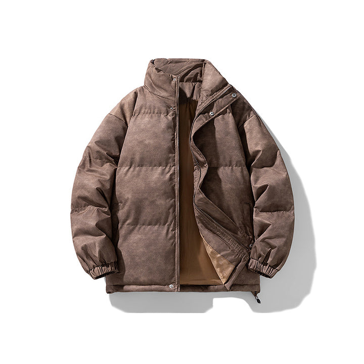 Herren Gepolsterte Steppjacke mit Samtoptik, Kastenform und hohem Stehkragen Drune