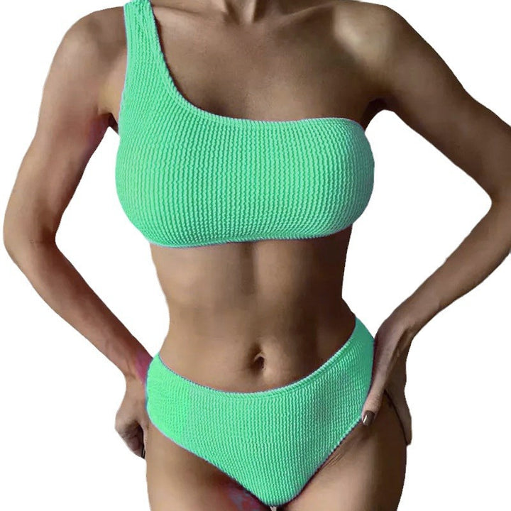 Damen asymmetrisches Bikini-Set mit strukturierter Oberfläche Drune
