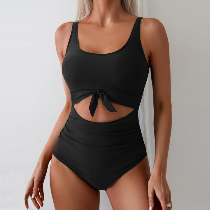 Damen Einteiliger Badeanzug mit trendigem Cut-Out-Design und verstellbarem Knoten Drune