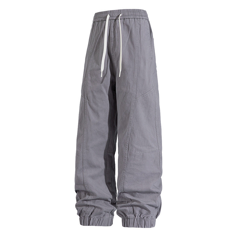 Herren Oversized Utility-Jogginghose aus robustem Baumwollmix mit Kordelbund, seitlichen Cargo‑Taschen & gerippten Bündchen Drune