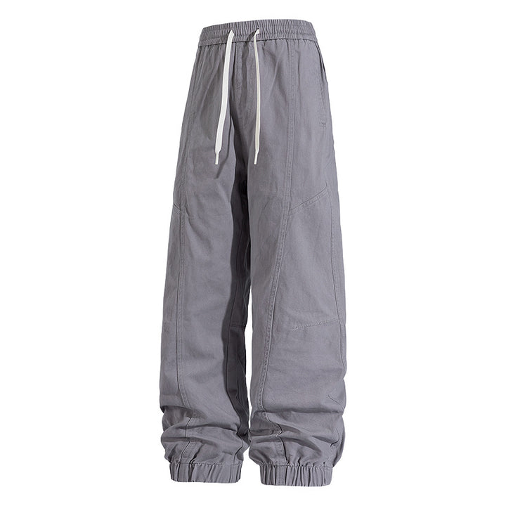 Herren Oversized Utility-Jogginghose aus robustem Baumwollmix mit Kordelbund, seitlichen Cargo‑Taschen & gerippten Bündchen Drune