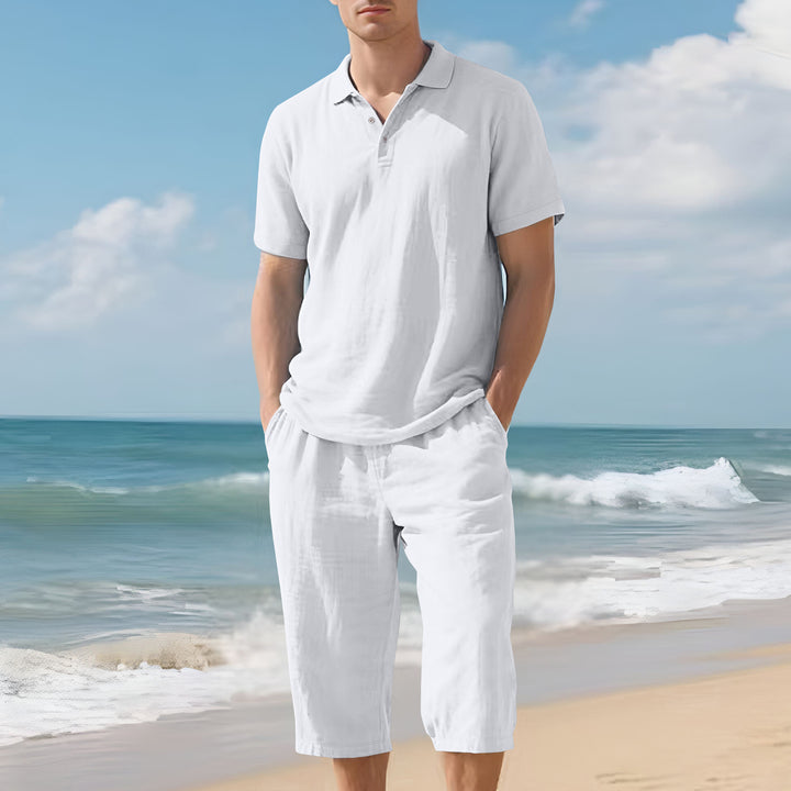 Herren nan leichtes Polo- und Bermuda-Set aus seidigem Baumwolljersey Drune