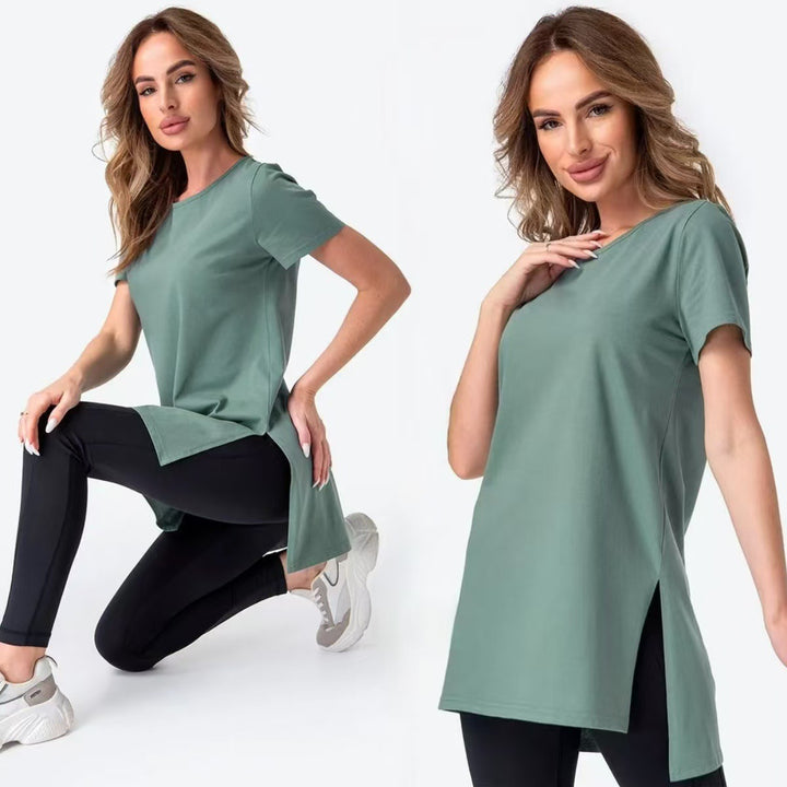 Damen lässiges Longline T-Shirt mit seitlichen Schlitzen und hohen Tragekomfort Drune