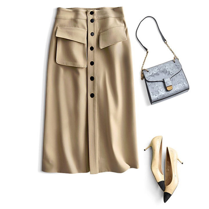 Damen Eleganter Midirock mit Taschen Drune