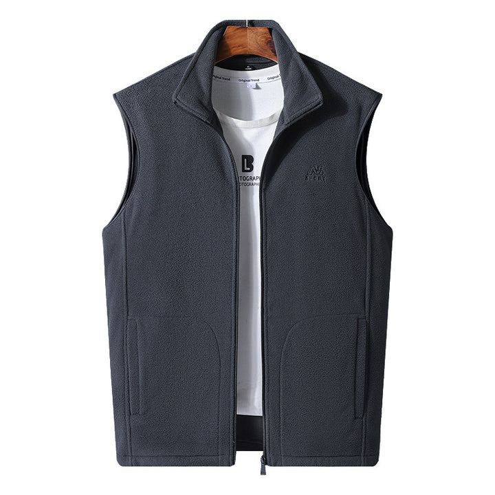 Herren Microfleece-Thermoweste mit windabweisender Front, Stehkragen und verdeckten Seitentaschen Drune