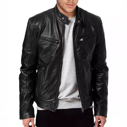 Herren Modische Biker-Lederjacke Drune