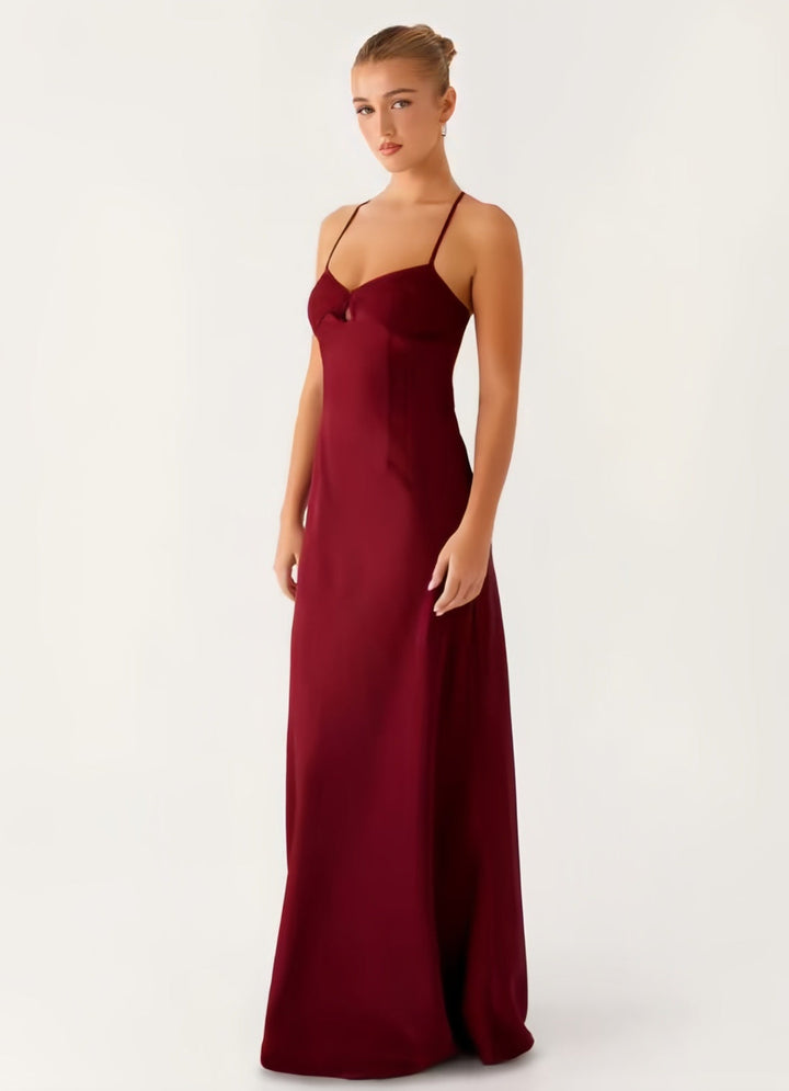 Damen Abendkleid mit verführerischem Spaghettiträger-Design und elegantem Schlitz Drune