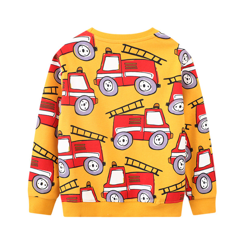 Jungen Sweatshirt mit coolem Feuerwehrfahrzeug-Motiv Drune